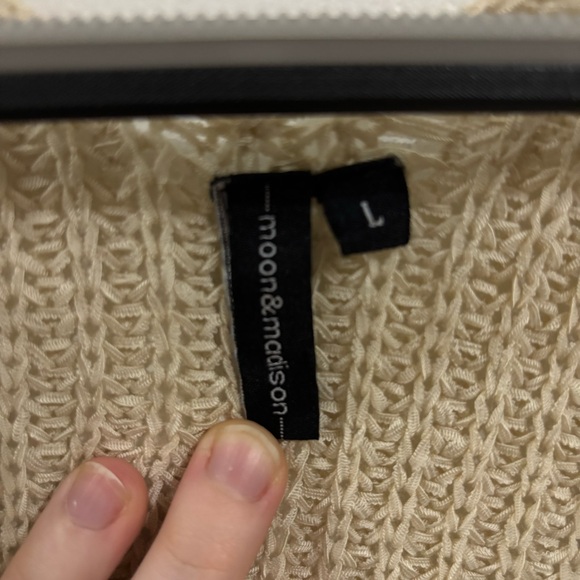 Anthropologie Cream Knit V-Neck Sweater - Picture 5 of 7